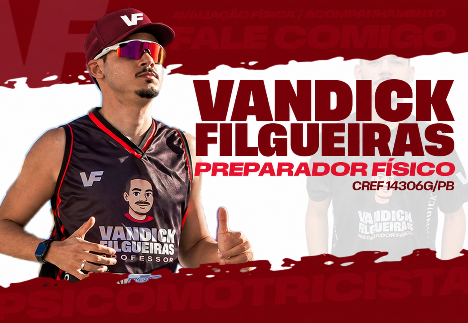 Professor Vandick Filgueiras, preparador físico, com boné grená