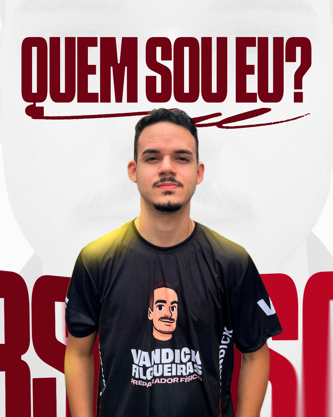 Professor Vandick Filgueiras, com a mensagem Quem sou eu ao fundo